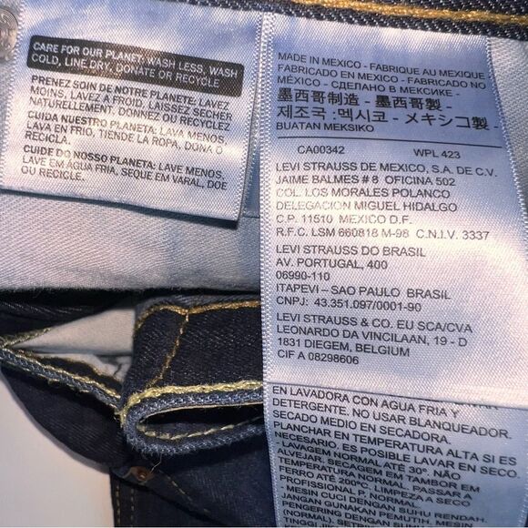 Levi 505 Men's Dark Wash Mid Rise Straight Leg Denim Jeans Size W32 L34 Tall - Picture 9 of 9